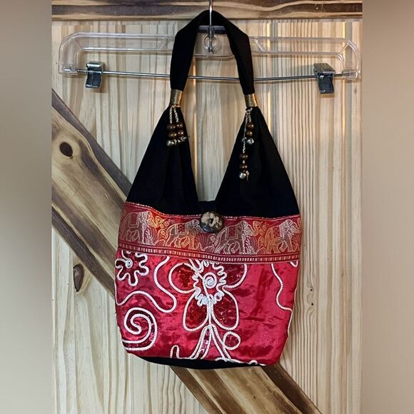 NWOT Embellished Sequined Mini Bag Red - Picture 1 of 10